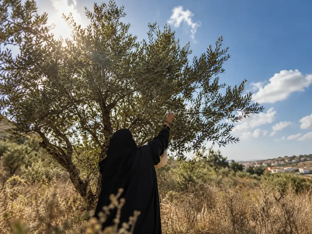 موسم الزيتون في جبشيت… شجرة ظلّلت شهيداً وأرض تأبى الاقتلاع 1 Olive Harvest in Golden Light